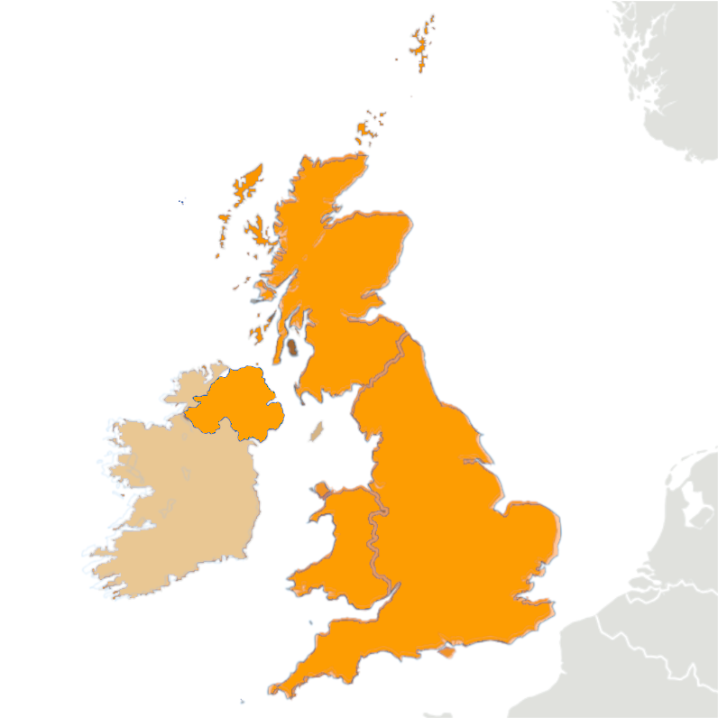 Map of United Kingdom of GB and Northern Ireland