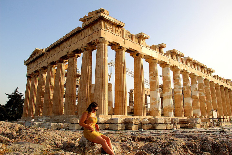 woman wearing stillettos at the acropolis